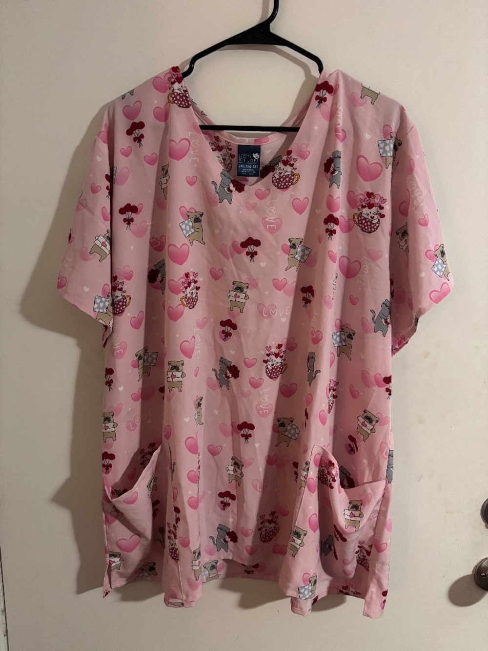 Dog/ Cat Valentine's day love scrub top